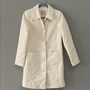 Old Navy Off White and Gold Floral Peacoat